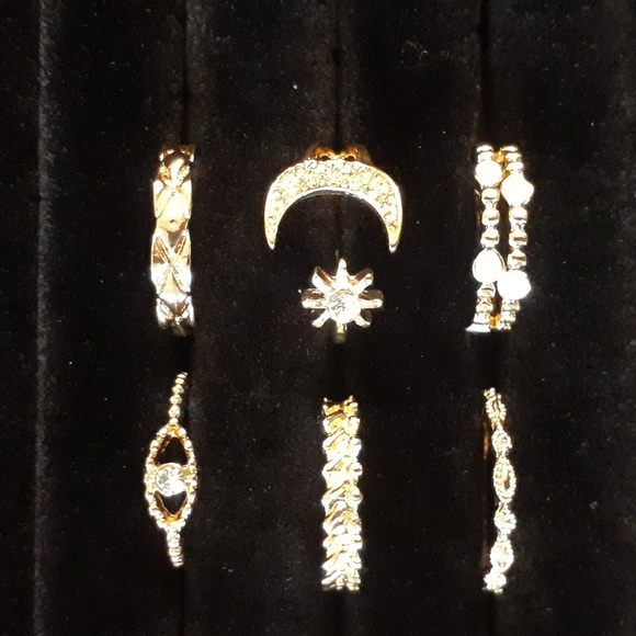 12 Piece Gold Tone Evil Eye Ring Set - Picture 3 of 3